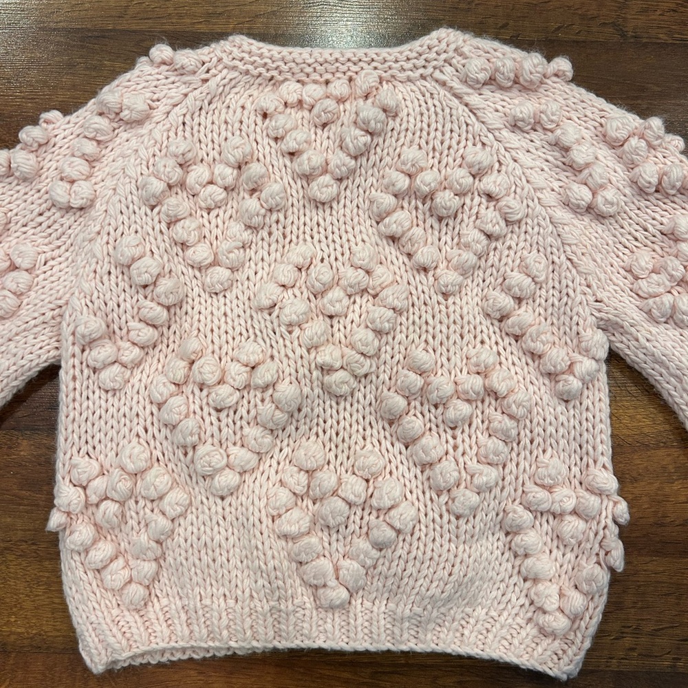 Chicwish Knit Your Love Cardigan Sweater Size Large Pink Hearts Wool Blend - Picture 5 of 8
